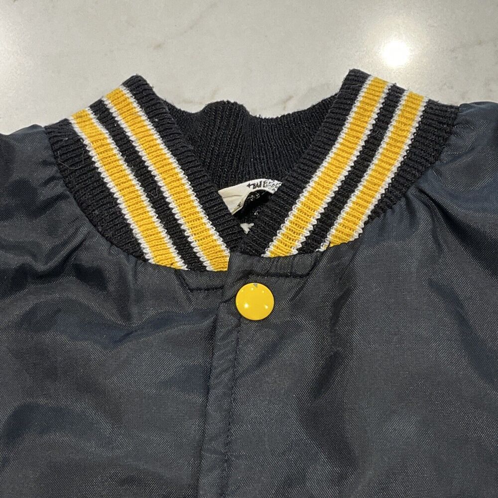 West Wind Large Vintage Nylon Stripe Collar Snap Bomber Jacket 80s Champs USA - Picture 5 of 14